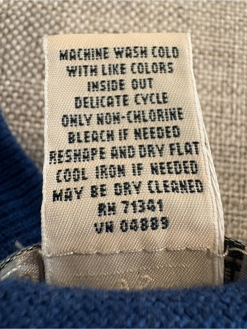 L.L.Bean Cotton Cashmere Sweater XL Reg Blue Crewneck Raglan Men